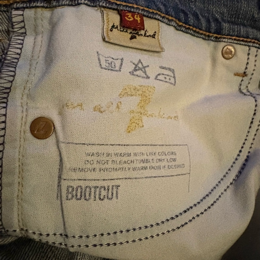 7 For All Mankind Bootcut Distressed Classic Blue Jeans Size:34 Designer - Picture 8 of 8